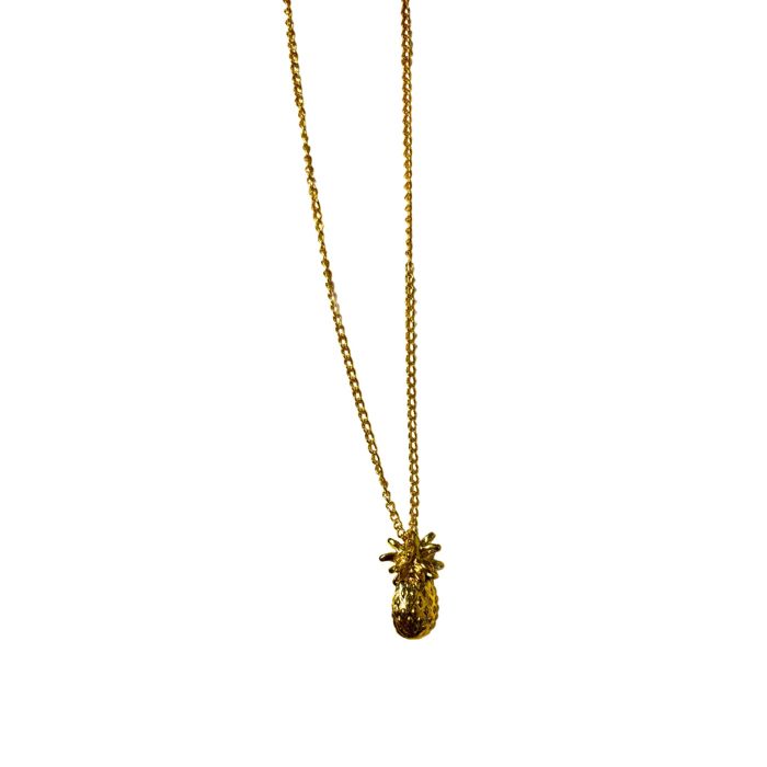 Gold Pineapple Pendant Necklace | Tropical Summer Jewelry