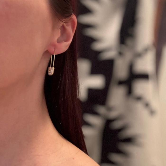 Gold Plated Safety Pin Earrings Luxe Jewelry | 1.25''