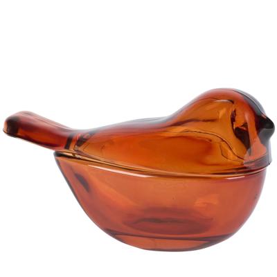 Golden Bird Glass Jar | Decorative Vintage Sculpted Bird Storage Container