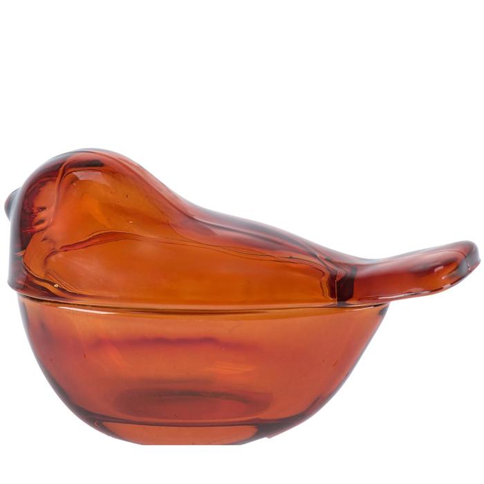 Golden Bird Glass Jar | Decorative Vintage Sculpted Bird Storage Container