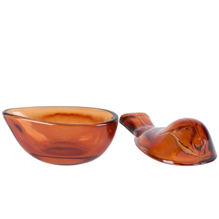 Golden Bird Glass Jar | Decorative Vintage Sculpted Bird Storage Container