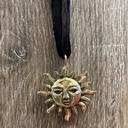  Golden Sun Face Black Velvet Choker