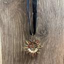  Golden Sun Face Black Velvet Choker