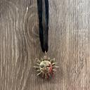  Golden Sun Face Black Velvet Choker