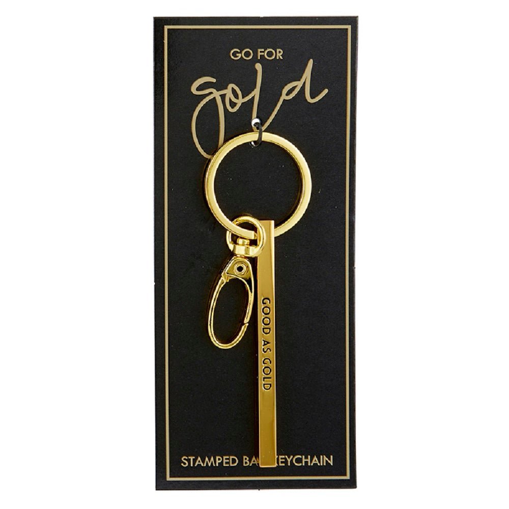 Gold Bar Skinny Keychains - Metal Quote Key Holder