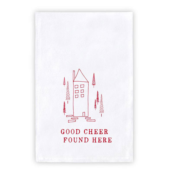 Good Cheer Found Here Cotton Tea Towel | Square Kitchen Hand Dish Cloth | 30"