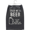  Grab Me A Beer Kitchen Towel in Black | Cotton Hand Tea Dish Cloth | 28" x 28"