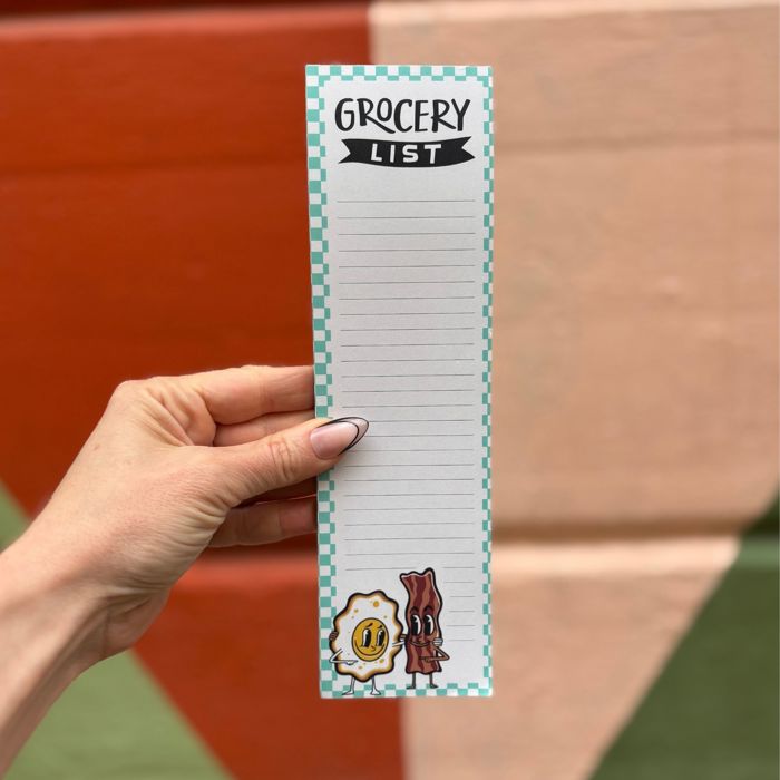 Grocery List Pad | Retro Style Food-themed Magnetic Notepad | 2.75" x 9.50"