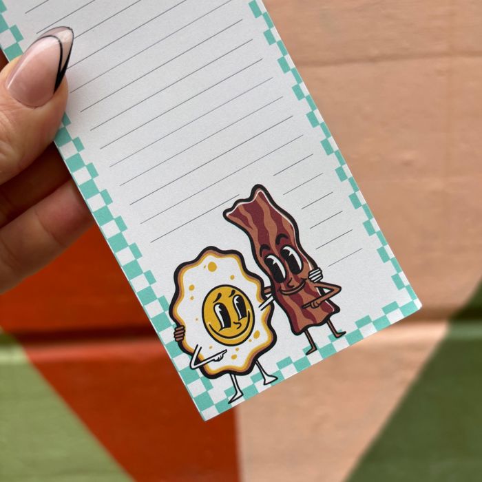 Grocery List Pad | Retro Style Food-themed Magnetic Notepad | 2.75" x 9.50"