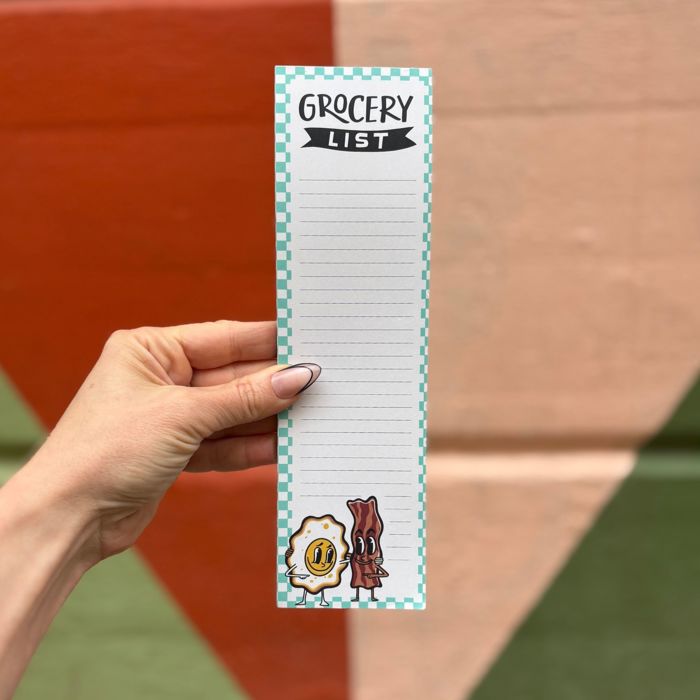 Grocery List Pad | Retro Style Food-themed Magnetic Notepad | 2.75" x 9.50"