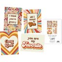  Groovy Note Card Set | Retro Love-Themed Designs 8 Cards