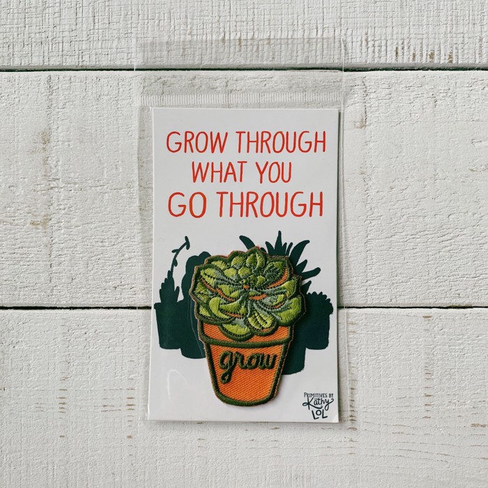 Grow Through What You Go Through Plant Lover No-Sew Patch | Plant Lovers Bag and Clothing Accessories