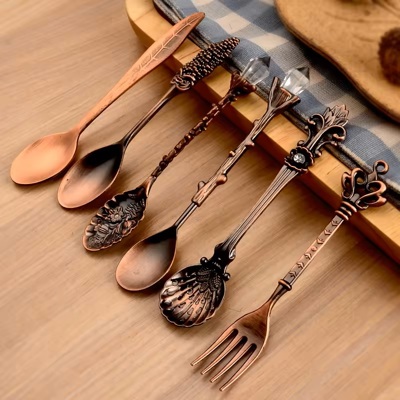 The Queen's Royal Beverage Spoons and Itty-Bitty Fork | In Antique Bronze or Silver
