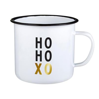 HO HO XO Enamel Gift Mug | 24oz Holiday Camp Mug | Christmas Coffee or Cocoa Cup