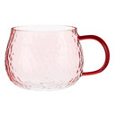  Hammered Glass Mug in Pink | Holiday Coffee & Cocoa Cup | 12oz