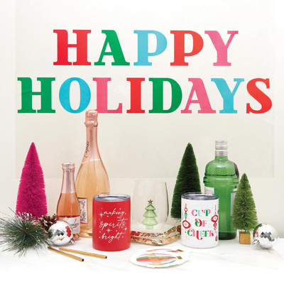 Happy Holidays Adhesive Wall Decal | Reusable Festive Party Decoration | 23" x 19"