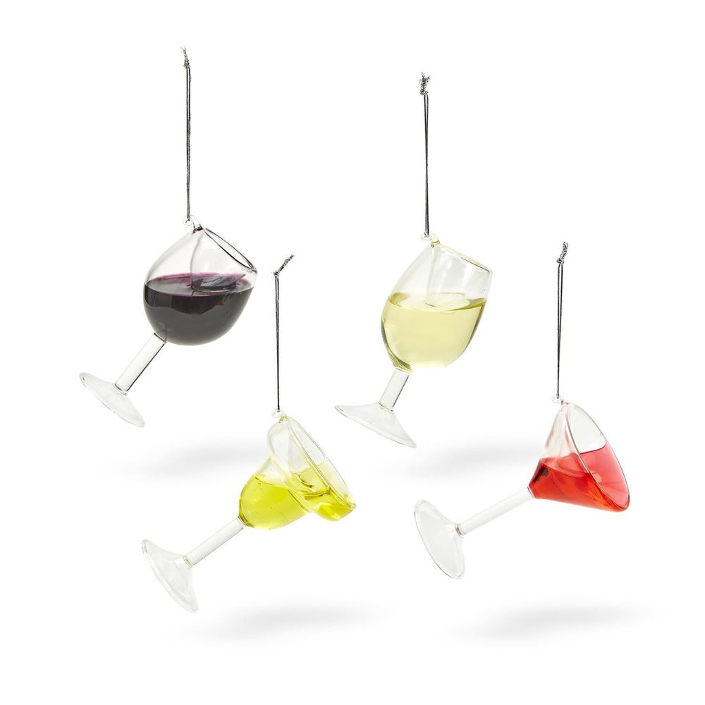 Happy Hour Hand-Crafted Glass Ornament | Real Liquid Inside | Wine, Martini, or Margarita | Gift for Her