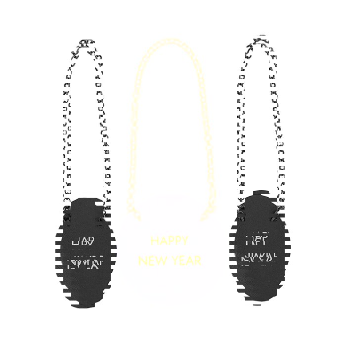 Happy New Year Leather Wine Bottle Tag