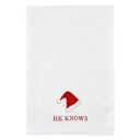  He Knows Santa Claus Hat Kitchen Towel | Cotton Tea Dish Towel | 30" x 30"