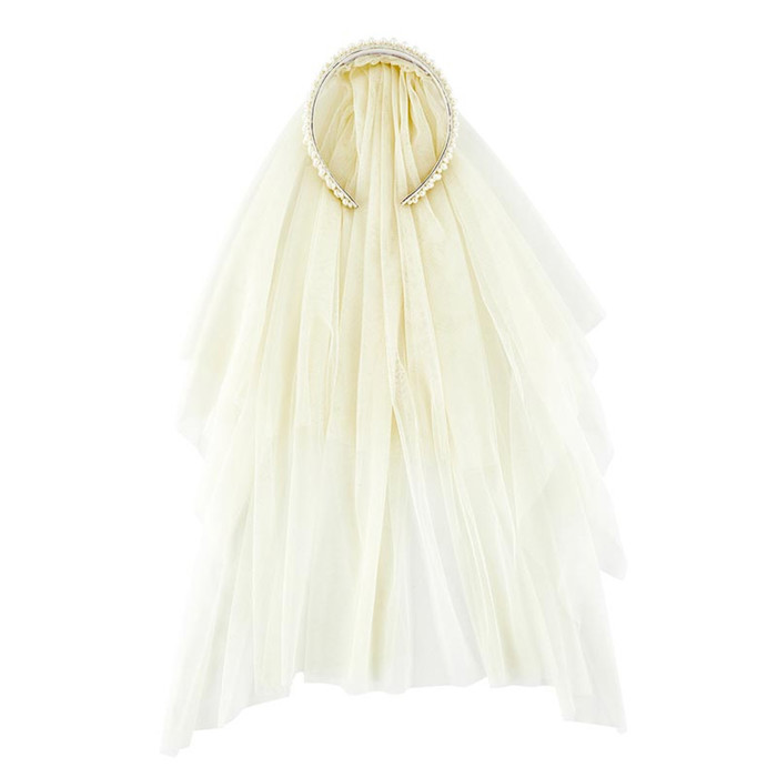 Headband Veil Set | Beaded Bachelorette Party Wedding Veil