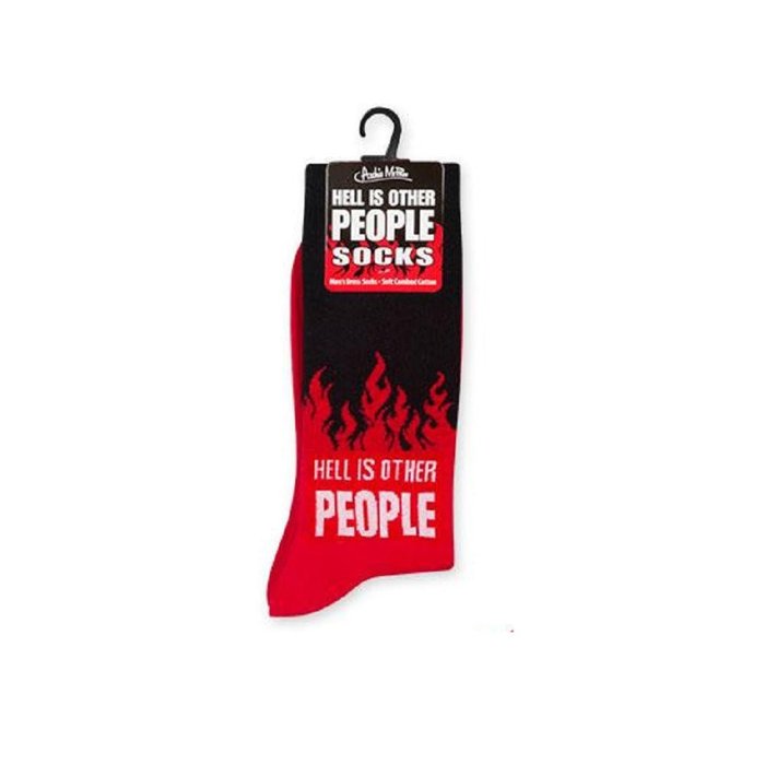 Hell is Other People Socks Men's Dress Socks in Black and Red | Funny Gift for Men | Jean-Paul Sartre Quote