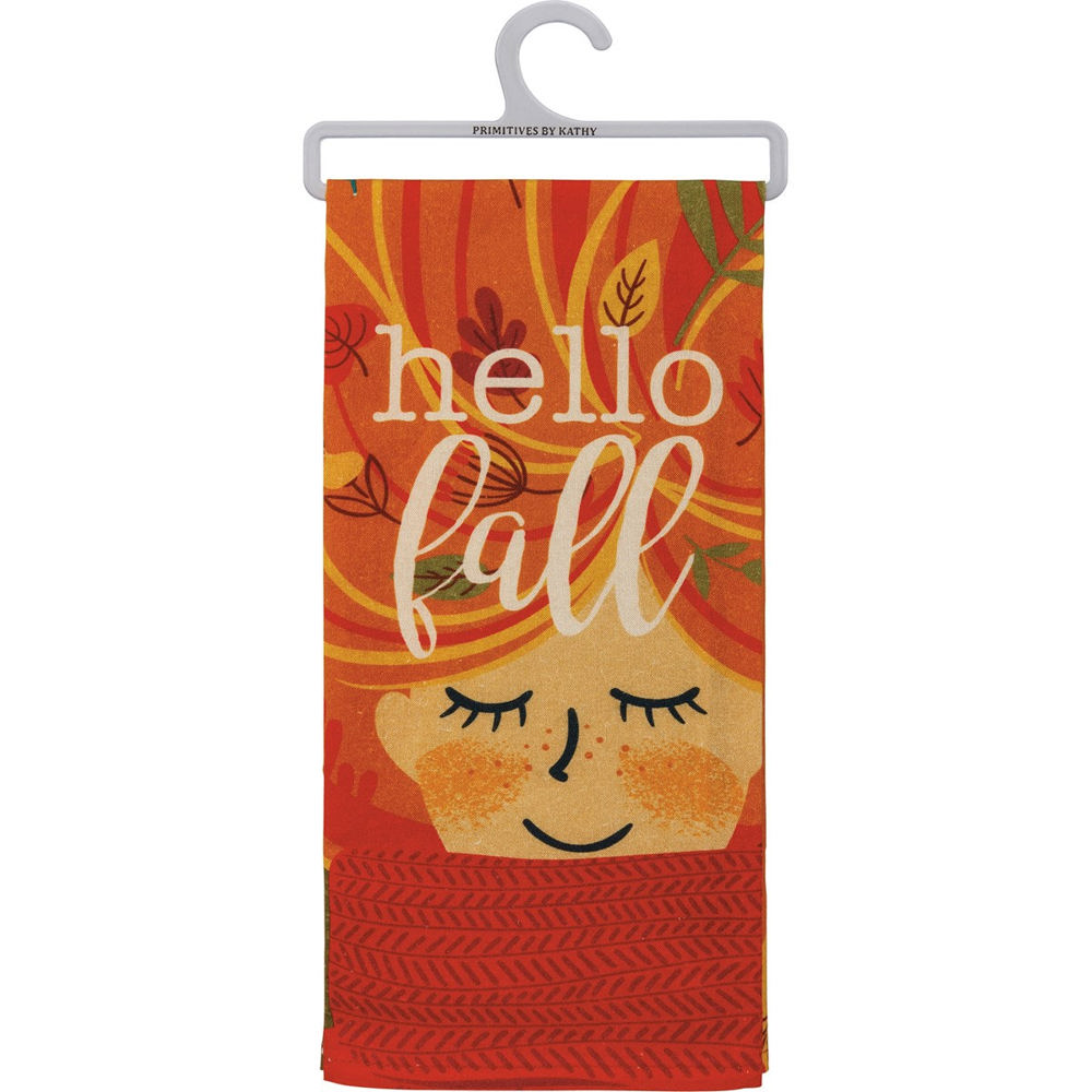 Hello Fall Kitchen Towel | Dish Towel | 18" x 28"