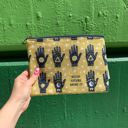  Hello Future Bring It Mystical Hand Zipper Pouch and Dish Tea Towel - All-Over Astrology Design in Yellow and Black