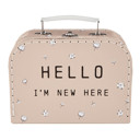  Hello I'm New Here Mini Suitcase Set in Blush Pink | 3-Piece Keepsake Suitcase Snap Shirt and Hat Gift Set