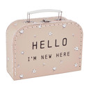  Hello I'm New Here Mini Suitcase Set in Blush Pink | 3-Piece Keepsake Suitcase Snap Shirt and Hat Gift Set