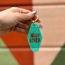  Hello Lover Motel Key Tag in Teal | Acrylic with Gold Accents
