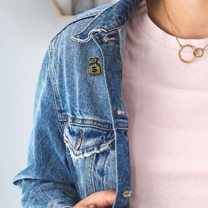 Hey There, Moneybags Gold Pin Brooch
