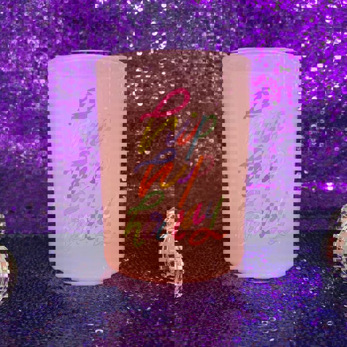 Hip Hip Hooray Double Old Fashioned Cocktail Glass | Classic Tinted Pink Glass | 12 oz