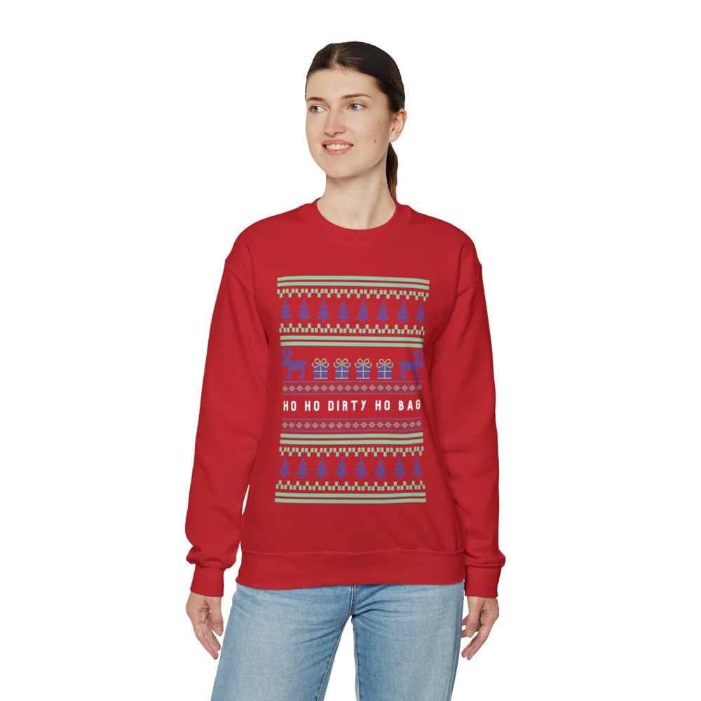 Ho Ho Dirty Ho Bag "Ugly Christmas Sweater" Unisex Heavy Blend™ Crewneck Sweatshirt (Sizes S-4X)