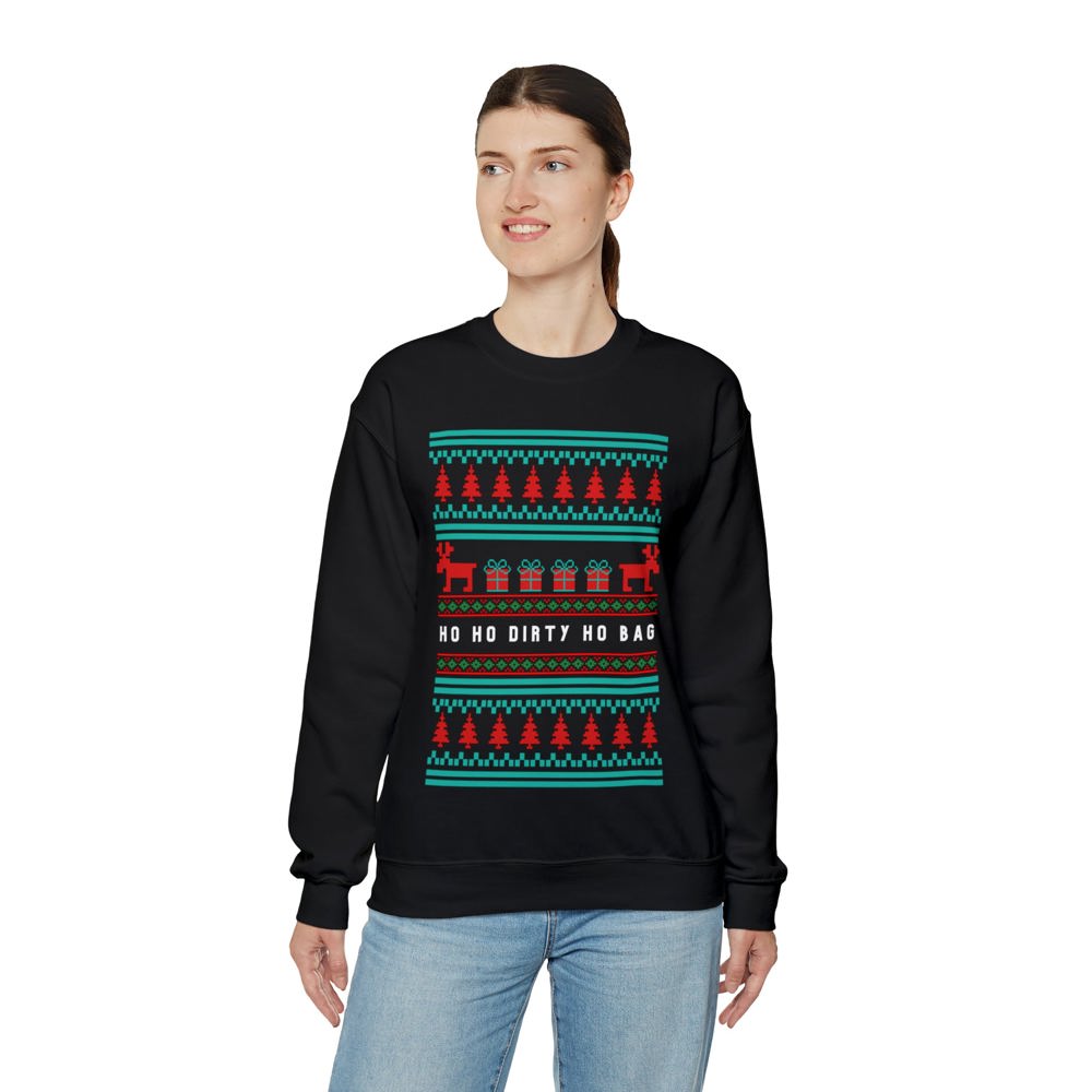 Ho Ho Dirty Ho Bag "Ugly Christmas Sweater" Unisex Heavy Blend™ Crewneck Sweatshirt (Sizes S-4X)