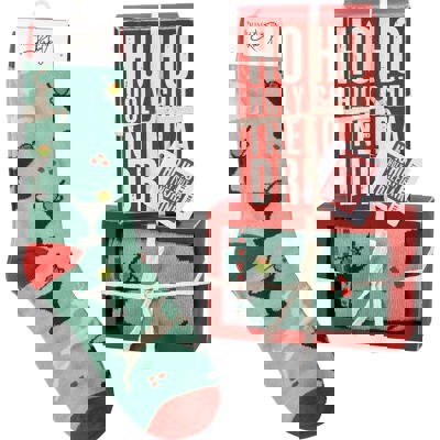 Ho Ho Holy Shit I Need A Drink Box Sign And Sock Giftable Set | Holiday Gift Set