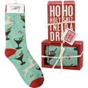 Ho Ho Holy Shit I Need A Drink Wooden Box Sign And Socks Giftable Sets