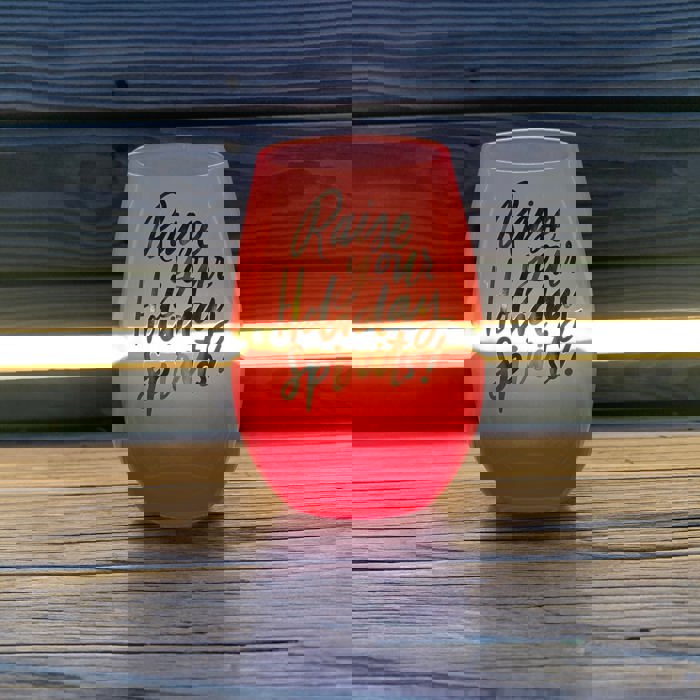 Holiday Spirits Stemless Wine Glass in Pink Ombre | 20oz