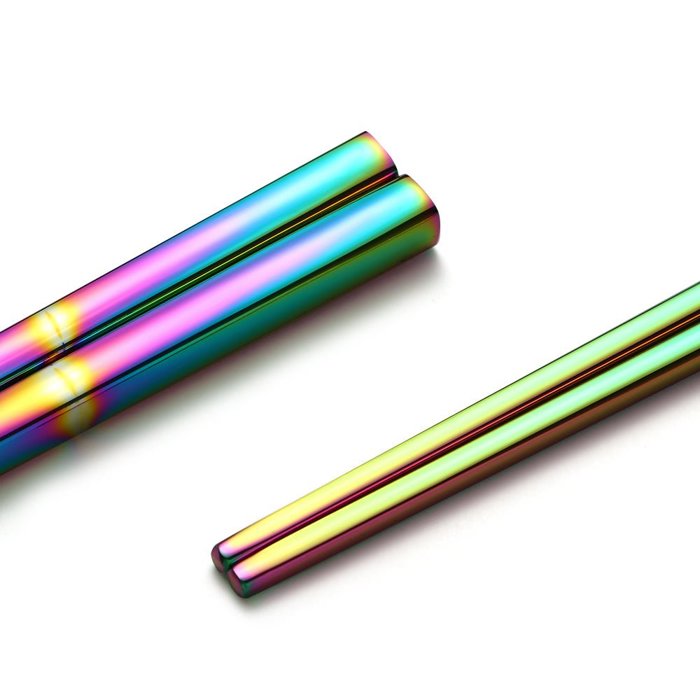 Holographic Rainbow Chopsticks in Stainless Steel | Food Sticks Kitchen Utensils