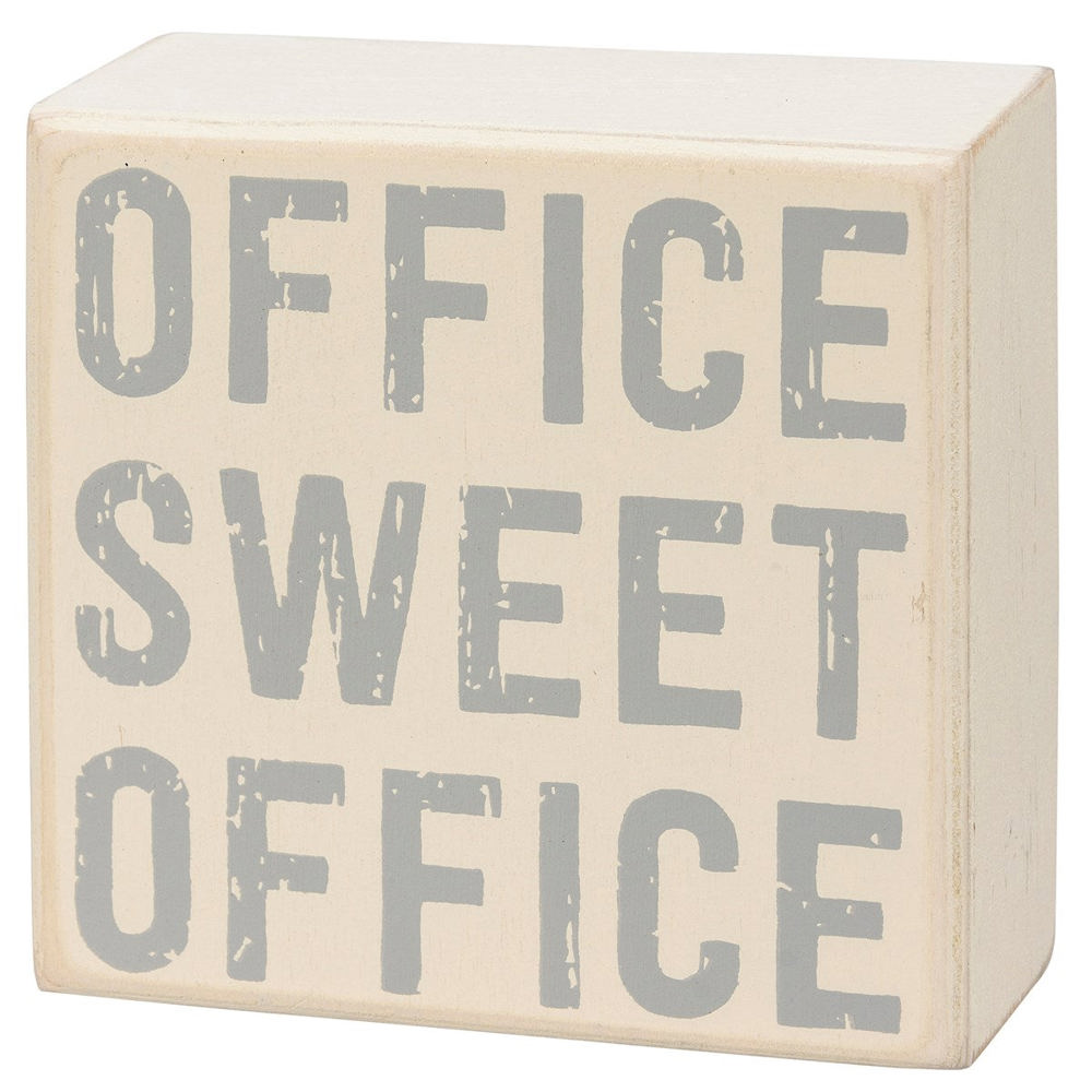 Home Office Gray Box Sign Set | Co-worker Gifts | 4" x 4" | Gift for Her