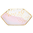  Homebody Hexagon Mug and Saucer Set in Pink with Gold Dot Pattern