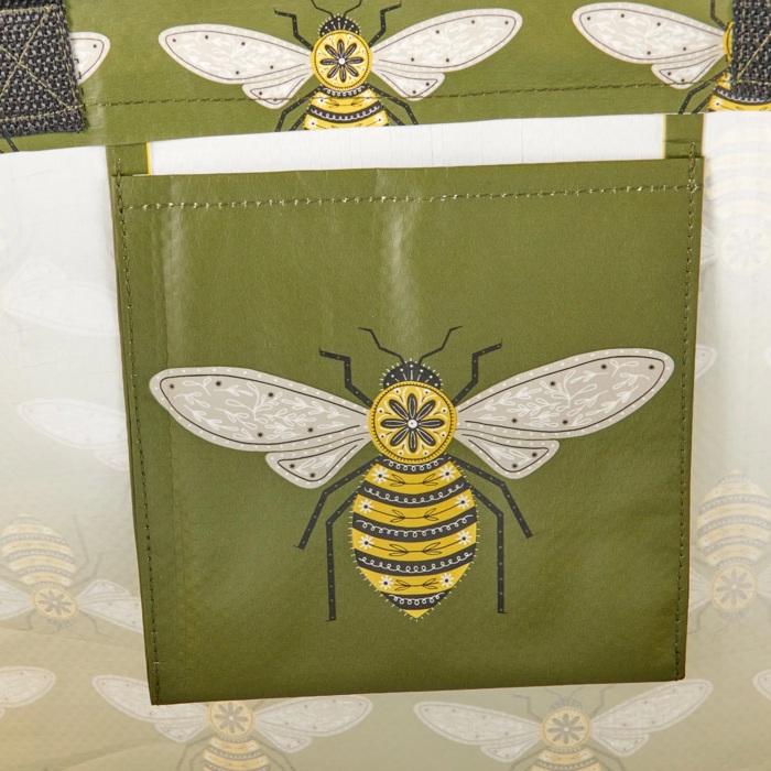 Honey Bee Shopping Tote Bag | Extra Large Market Eco Bag | 19.50" x 17.50" x 7"