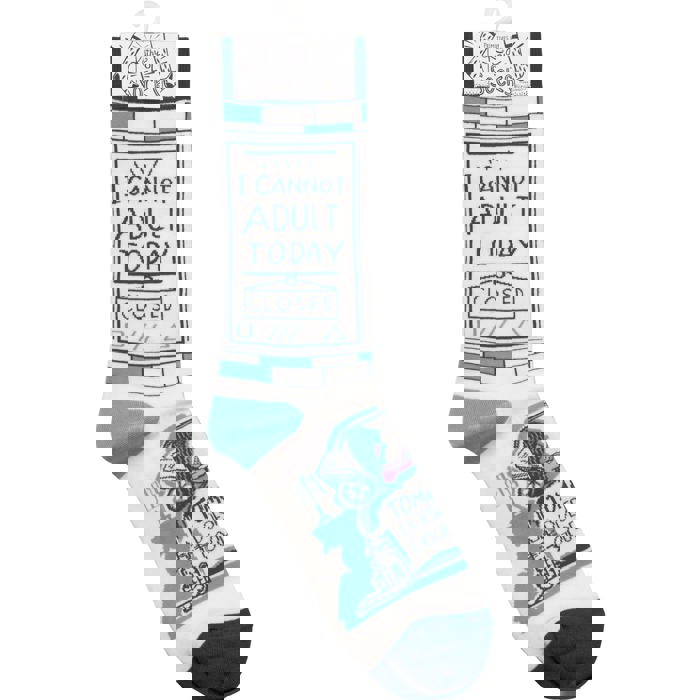 I Cannot Adult Today - Tomorrow Doesn't Look Good Either Funny Novelty Socks | Gift for Her