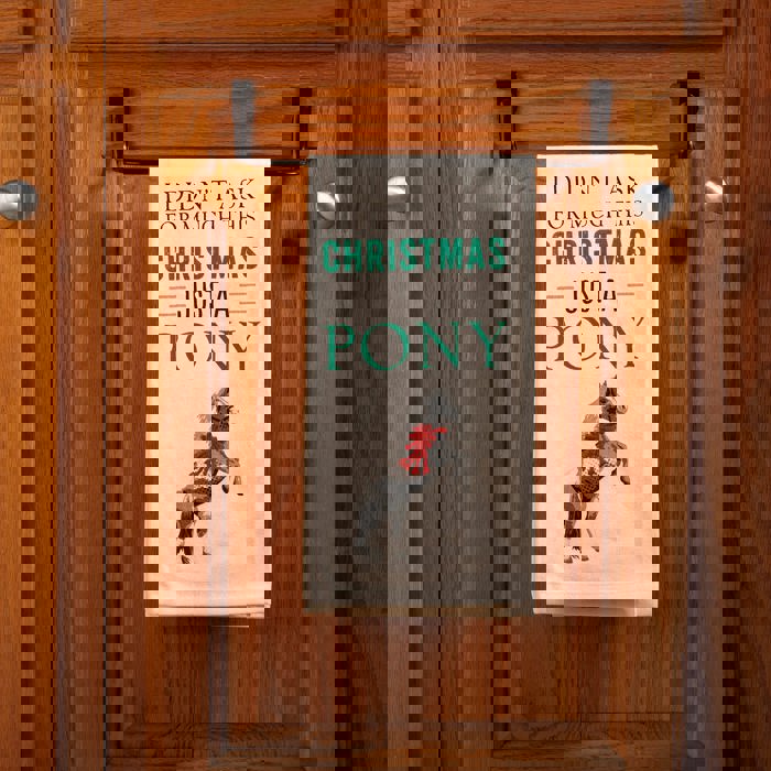 I Didn’t Ask For Much Just A Pony Dish Cloth Towel | Novelty Silly Tea Towels | Cute Kitchen Hand Towel | Christmas, Holidays | 18" x 26"