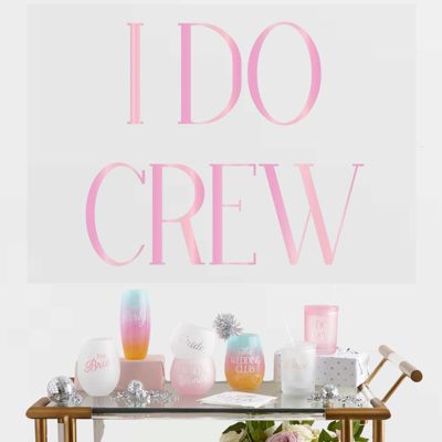 I Do Crew Large Bachelorette Adhesive Wall Decal | Reusable Bridal Party Wall Decoration | 28" x 20"