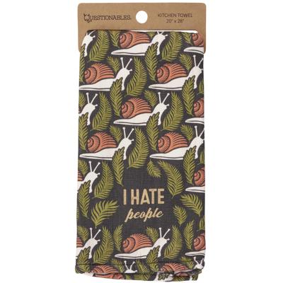 I Hate People Kitchen Towel | Snail Pattern Cotton Hand Tea Dish Cloth | 16" x 26"