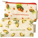I Love You Berry Much and Have A Zest For Life Fruit Pouches | Food Safe | 7" x 3.50" | Set of 2 Multipurpose Zipper Bags – Jumbo Pouches, Wallets & Coin Purses