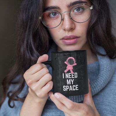 I Need My Space Astronaut Mug 11oz Black Mug | Coffee Tea Cup Funny Gift for Her 