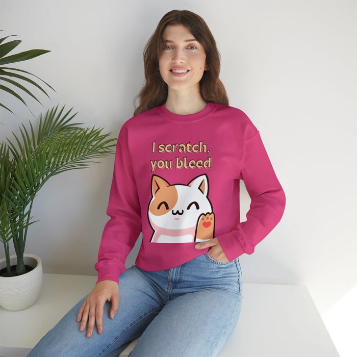 I Scratch You Bleed Cat Lover Unisex Heavy Blend™ Crewneck Sweatshirt | Sizes SM-4XL