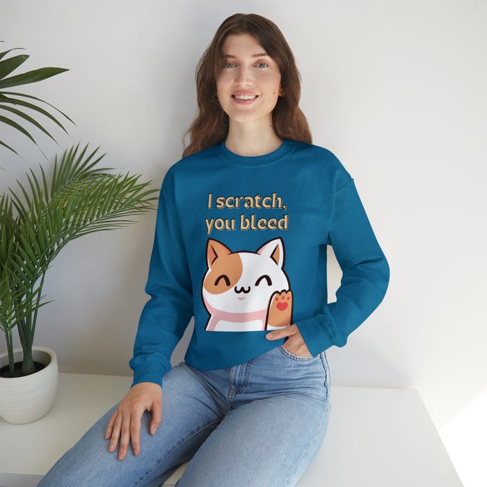 I Scratch You Bleed Cat Lover Unisex Heavy Blend™ Crewneck Sweatshirt | Sizes SM-4XL