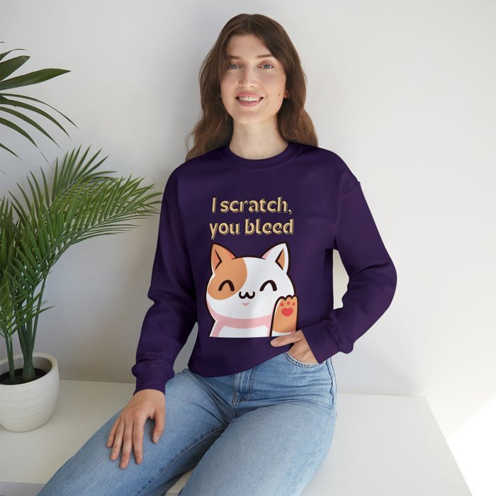 I Scratch You Bleed Cat Lover Unisex Heavy Blend™ Crewneck Sweatshirt | Sizes SM-4XL